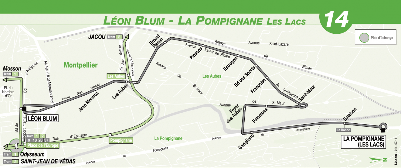 Le réseau TaM avec la ligne 2 – Via Montpellier